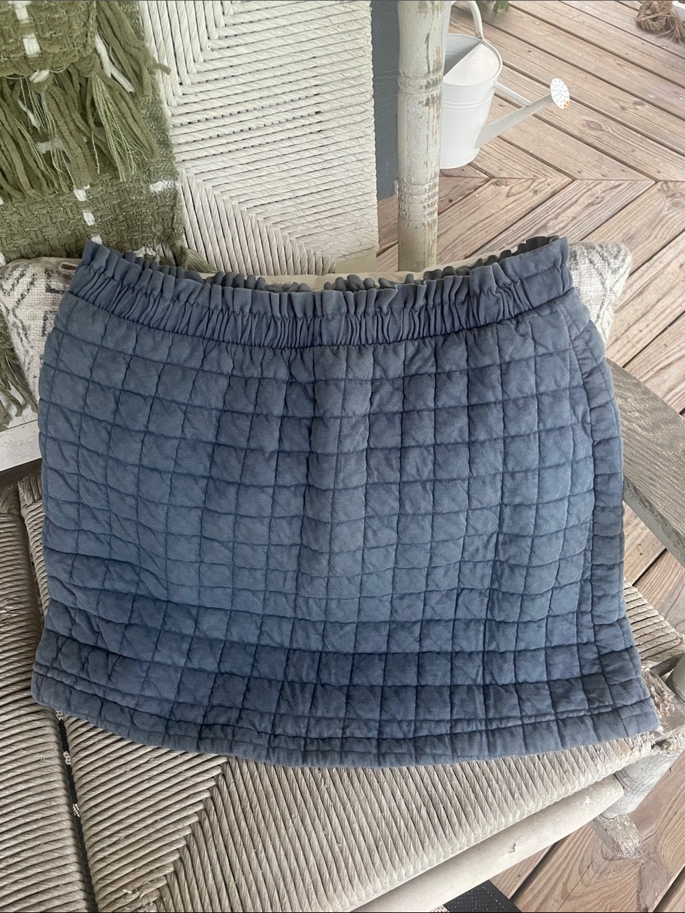 wonder nation quilted gray-blue elastic-waist mini skirt